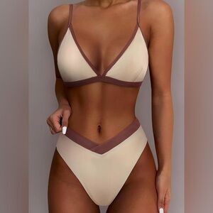 SUUKSESS Women Triangle High Cut Bikini Sets Sexy High Waisted 2 Piece Swimsuit
